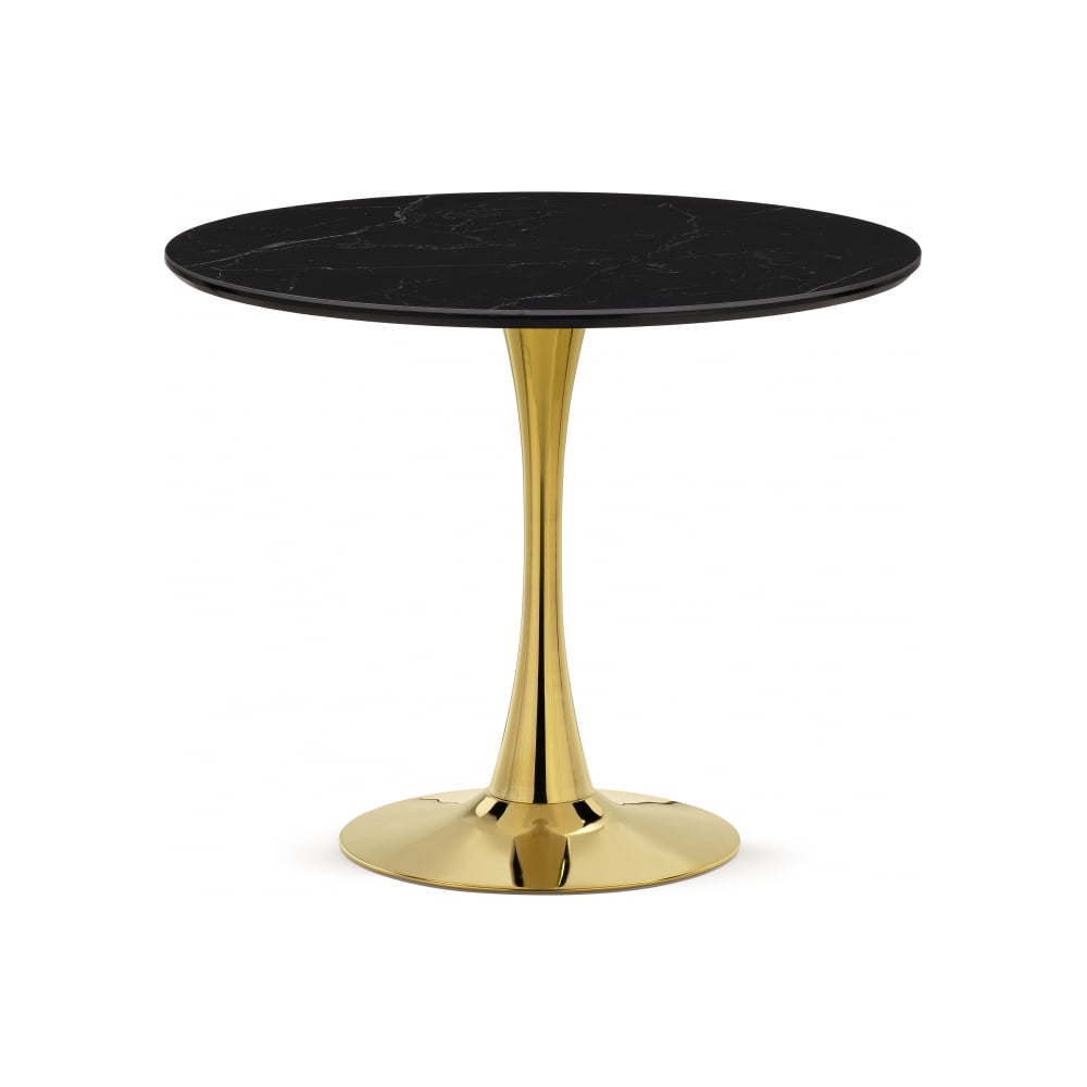 Изображение товара Керамический стол Woodville Тулип 90х73 см черный мрамор/золото 600710
