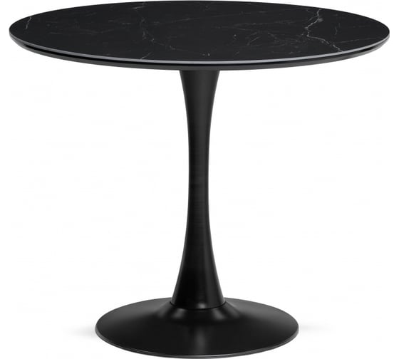 Изображение товара Керамический стол Woodville Тулип 90х73 см черный мрамор/черный 600708