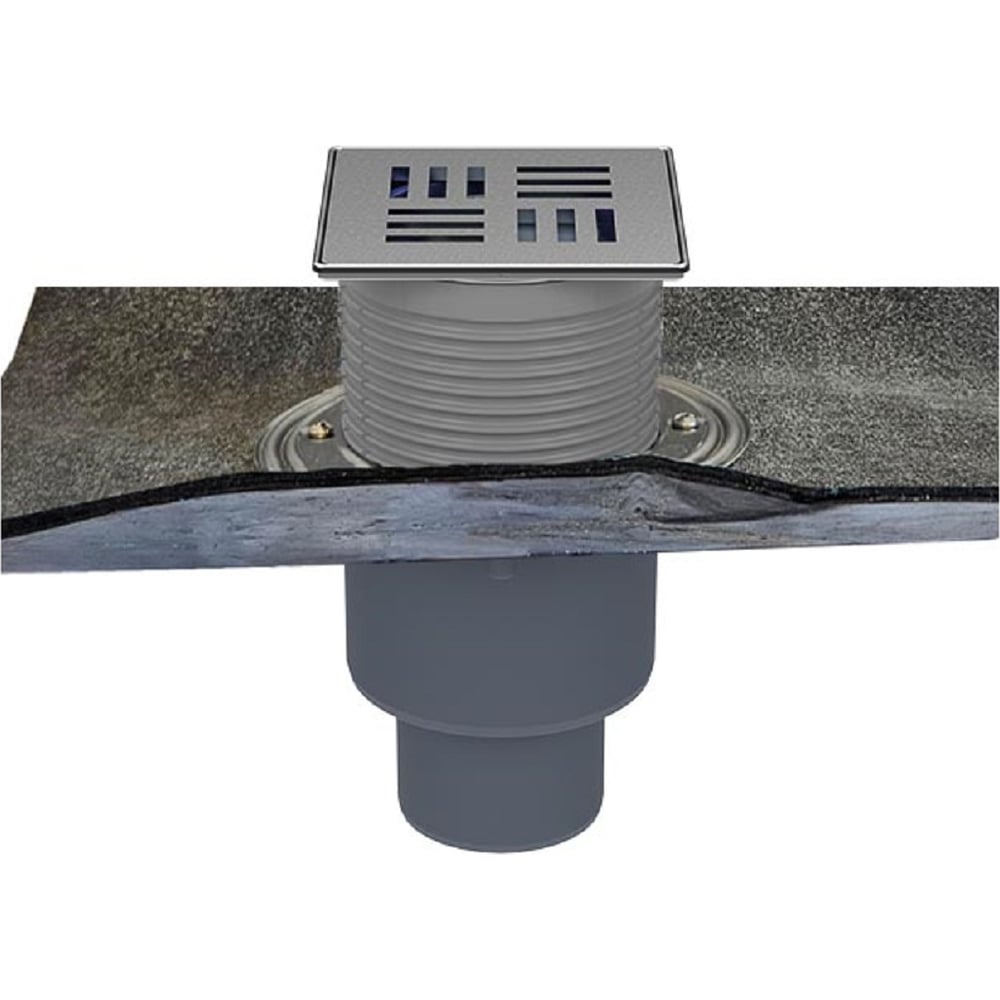 Изображение товара Трап с сухим сифоном HL Primus blue DN50/75/110 с полимербитумным полотном и нержавеющей решеткой