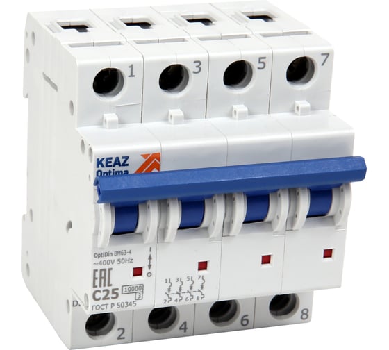 Изображение товара Выключатель автоматический КЭАЗ OptiDin BM63-4C63-10-УХЛ3 260224