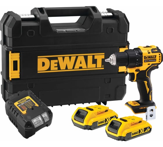 Изображение товара Аккумуляторная дрель-шуруповерт Dewalt DCD708D2T, 18 В, 1650 об/мин, с 2 АКБ 2 Ач и ЗУ, в кейсе TSTAK DCD708D2T-QW
