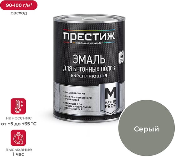 Изображение товара Эмаль для бетонных полов ПРЕСТИЖ серая 1 кг 50685