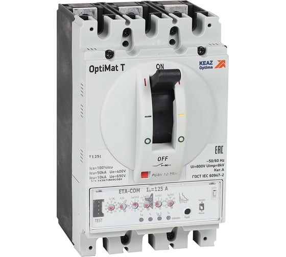 Изображение товара Выключатель автоматический КЭАЗ для защиты двигателя OptiMat T400L ETA-M 400A 3P 355913