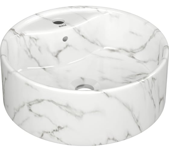 Изображение товара Комплект Bauedge тумба подвесная Bau Dream Blackwood графит 80, 1 ящик, дверца слева, раковина круглая накладная BAU Element D41, мрамор, выпуск клик клак бе BD3070