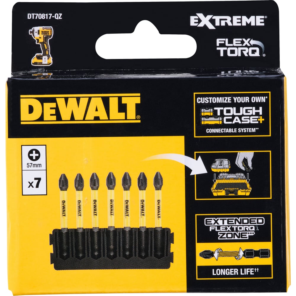 Изображение товара Набор бит DEWALT PH2 57 мм 7 шт для шуруповерта DT70817-QZ