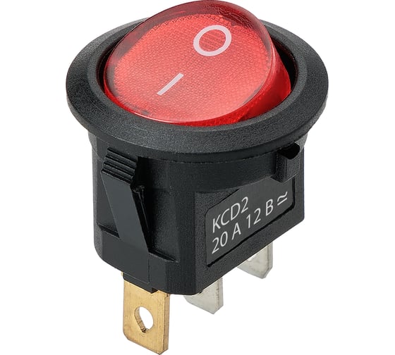 Изображение товара Выключатель клавишный TDM ELECTRIC KCD2-101N 12В AC/DC, 1P, 20А, (3с), ON-OFF, черный корпус, красная клавиша LED подсветка, TDM SQ0746-0143