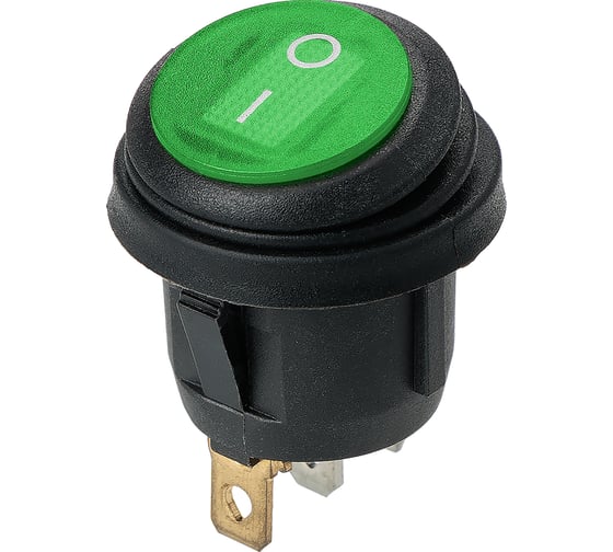 Изображение товара Выключатель клавишный TDM ELECTRIC KCD2-101N/FS 250В AC/DC, 1P, 6А, (3с), ON-OFF, черный корпус, зеленая клавиша, LED, IP54 TDM SQ0746-0152