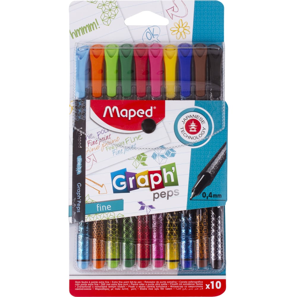 Набор капиллярных ручек-линеров Maped набор для творчества maped colouring set 10 фломастеров 10 капиллярных ручек 12 двусторонних ных карандашей точилка 897417
