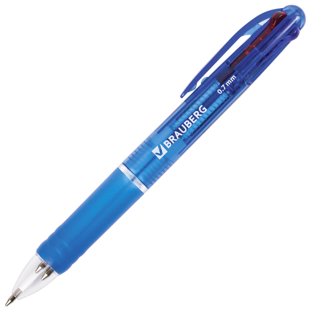 Автоматическая шариковая ручка BRAUBERG ручка шариковая автоматическая 0 5 мм стержень синий корпус прозрачный с резиновым держателем