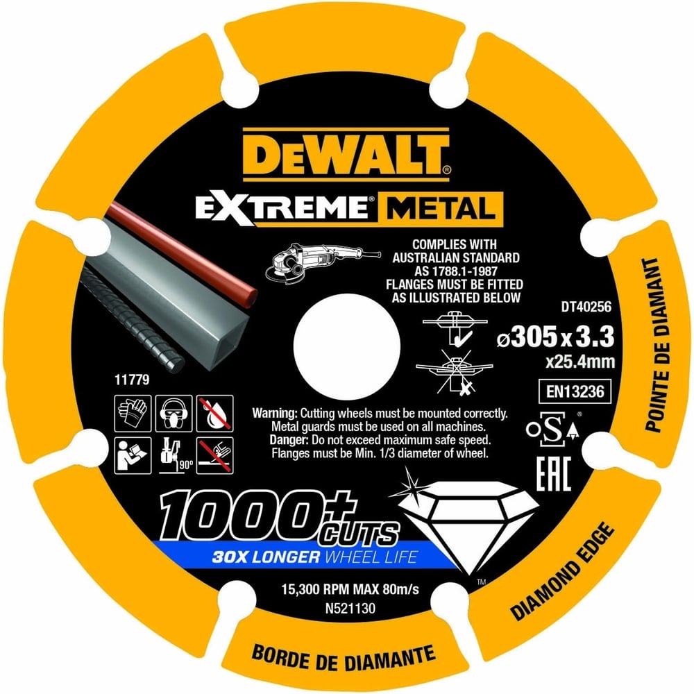 Изображение товара Алмазный диск отрезной по металлу DEWALT 305x25.4 мм DT40256 DT40256-QZ Изображение товара Алмазный диск отрезной по металлу DEWALT 305x25.4 мм DT40256 DT40256-QZ