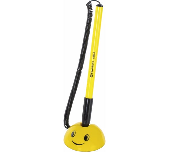 Изображение товара Ручка 25 шт в упаковке BRAUBERG шариковая настольная SMILE СИНЯЯ корпус желтый узел 07мм линия 035мм  143376