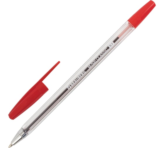 Изображение товара Ручка 50 шт в упаковке BRAUBERG шариковая "M-500 CLASSIC"КРАСНАЯкорпус прозрачныйузел 07ммлиния 035мм  143446