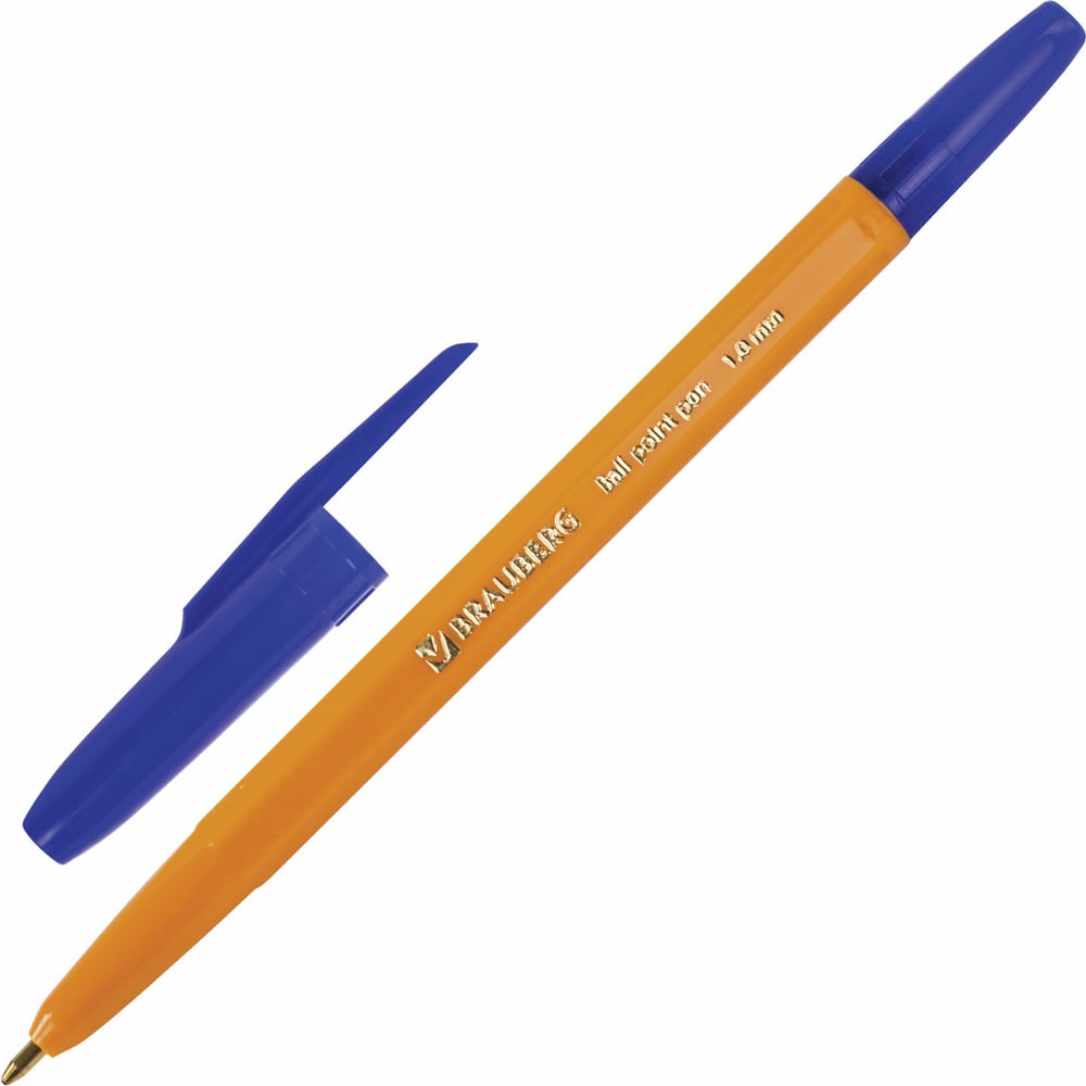 Шариковая ручка BRAUBERG ручка шариковая 0 5 мм стержень синий корпус прозрачный с резиновым держателем