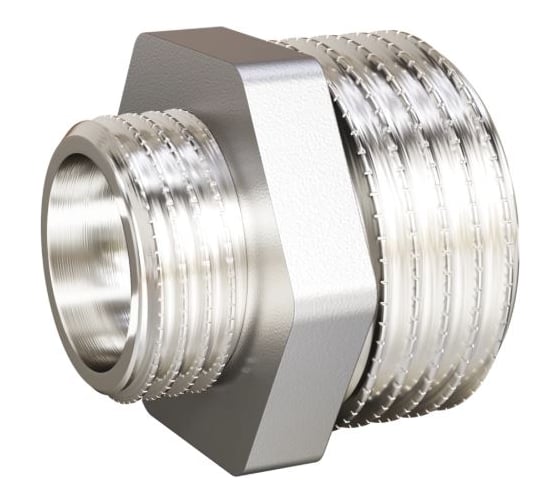 Изображение товара Ниппель переходной LD Pride DN25x20, 1"НР х 3/4"НР, латунь никель LD.67.513.25х20