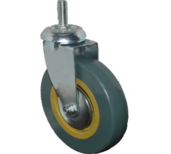 Изображение товара Колесо поворотное с болтом зеленая резина (М12; 125 мм) MFK-TORG 3062125-M12-LT
