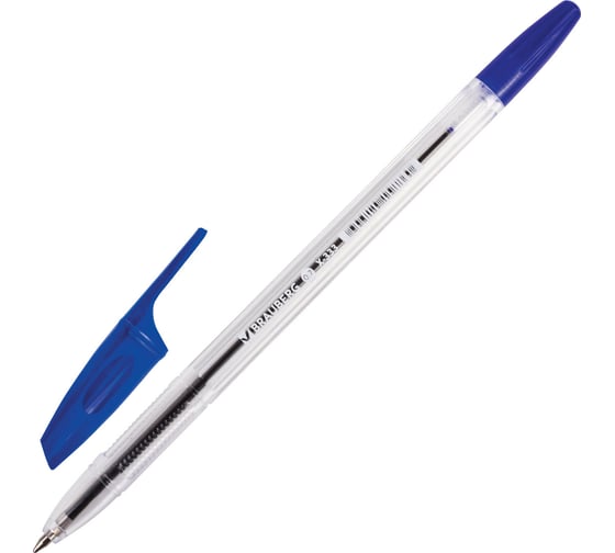 Изображение товара Ручка 50 шт в упаковке BRAUBERG шариковая X-333 СИНЯЯ корпус прозрачный узел 07мм линия 035мм  142405