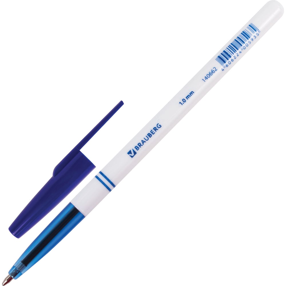 Ручка шариковая BRAUBERG ручка шариковая 0 5 мм стержень синий корпус прозрачный с резиновым держателем