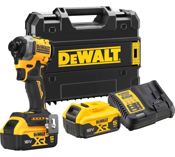 Изображение товара Аккумуляторный шуруповерт DEWALT DCF850P2T, 18 В, 206.2 Нм, 3800 уд/мин, с 2 АКБ 5 Ач и ЗУ, в кейсе TSTAK DCF850P2T-QW