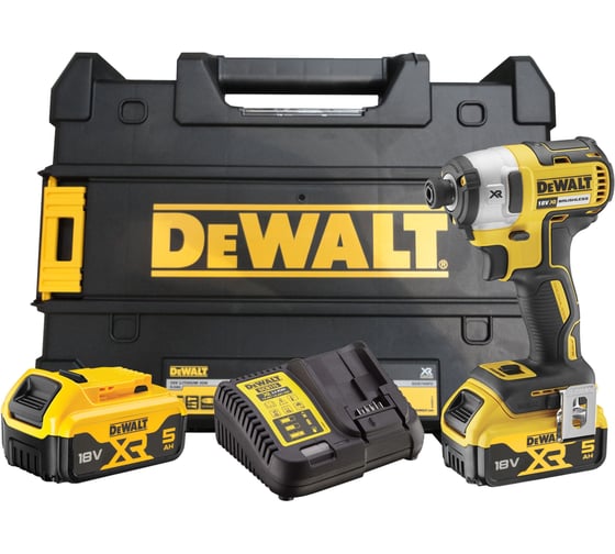 Изображение товара Аккумуляторный шуруповерт DEWALT DCF887P2, 18 В, 205 Нм, 3800 уд/мин, с 2 АКБ 5 Ач и ЗУ, в кейсе DCF887P2-QW