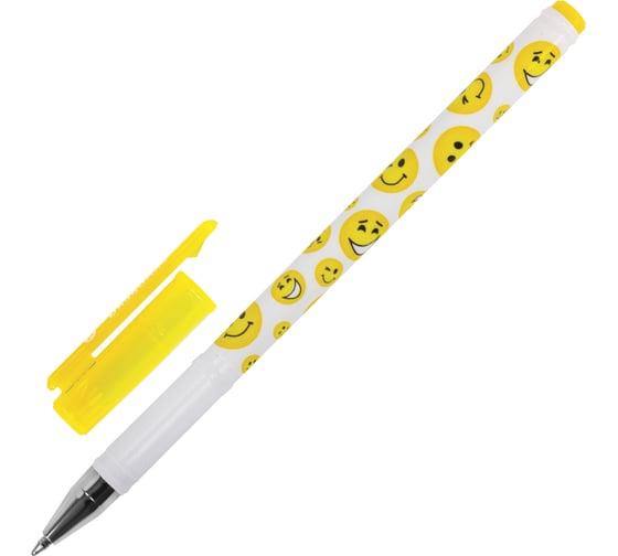 Изображение товара Ручка 12 шт в упаковке BRAUBERG шариковая Смайлики СИНЯЯ корпус с печатью узел 07мм линия 035мм 141534