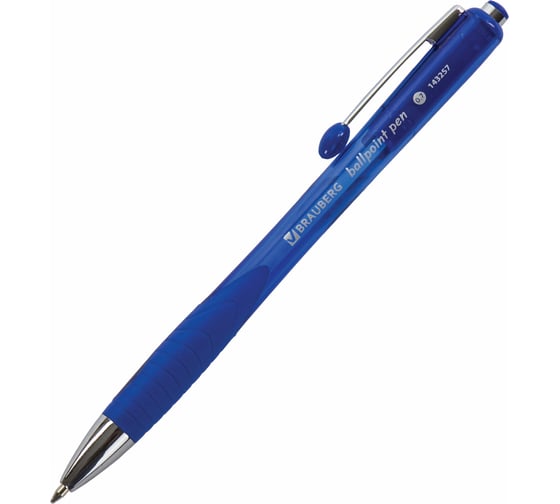 Изображение товара Ручка 12 шт в упаковке BRAUBERG шариковая автомат. с грипом Harmony Tone СИНЯЯ хром. детали узел 07мм  143257