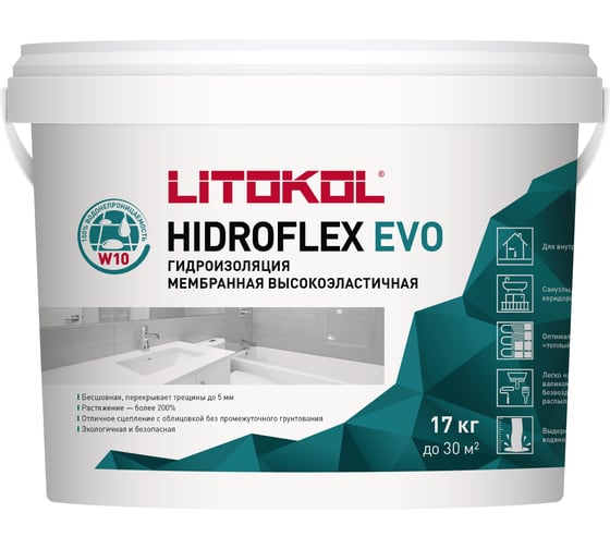 Изображение товара Гидроизоляционная мастика HIDROFLEX 17 кг LITOKOL 482570004