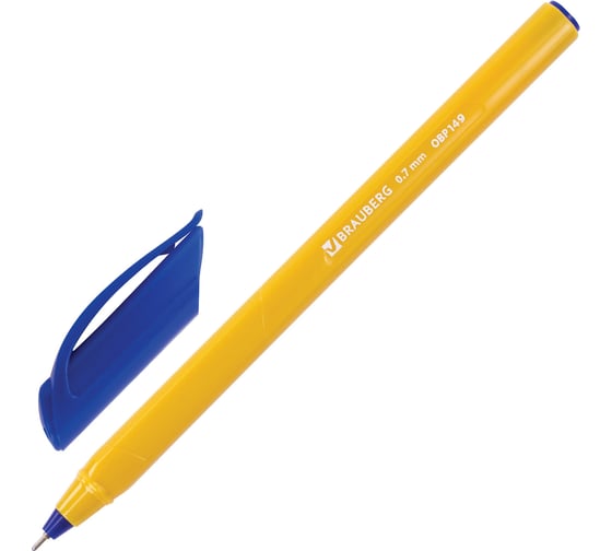Изображение товара Ручка BRAUBERG шариковая масляная Extra Glide Orange СИНЯЯ трехгранная 0,7 мм, линия 0,35 мм 12 шт 142925