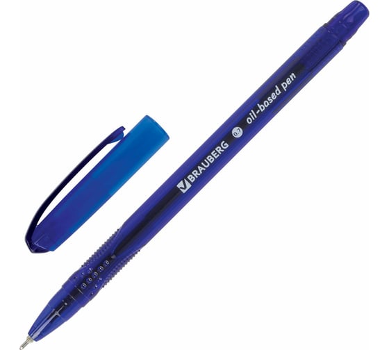 Изображение товара Ручка 12 шт в упаковке BRAUBERG шариковая масляная "SoarInk" СИНЯЯ корпус синий узел 07мм линия 035 мм 143343