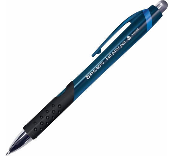 Изображение товара Ручка 12 шт в упаковке BRAUBERG шариковая автомат. с грипом Urban СИНЯЯ хромир. детали 07мм линия 035мм  143260
