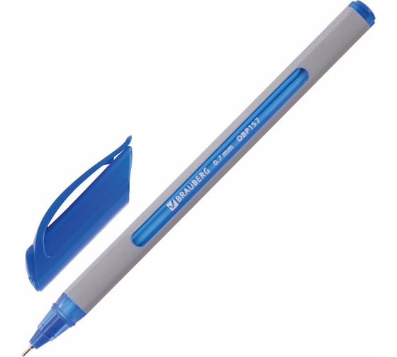 Изображение товара Ручка 12 шт в упаковке BRAUBERG шариковая масляная Extra Glide Soft Grey СИНЯЯ 07мм линия 035мм  142929