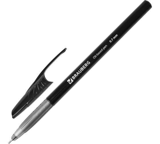 Изображение товара Ручка 24 шт в упаковке BRAUBERG шариковая масляная Oil Base ЧЕРНАЯ корпус черный узел 07мм линия 035мм  141635