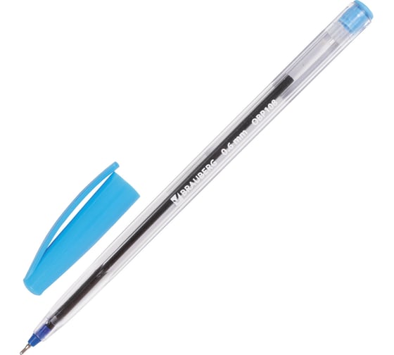 Изображение товара Ручка 50 шт в упаковке BRAUBERG шариковая масляная Ice СИНЯЯ корпус прозрачный узел 06мм линия 03мм  142686