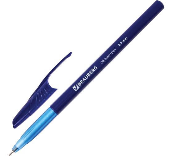 Изображение товара Ручка 24 шт в упаковке BRAUBERG шариковая масляная Oil Base СИНЯЯ корпус синий узел 07мм линия 035мм  141634