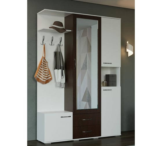 Изображение товара Готовая прихожая Woodville Бертра венге/белый 593711