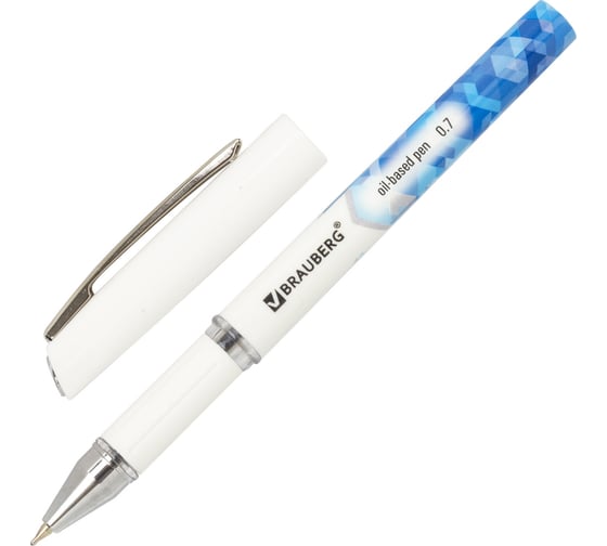 Изображение товара Ручка 12 шт в упаковке BRAUBERG шариковая масляная с грипом Roll-X СИНЯЯ корпус белый с печатью узел 07мм  143008
