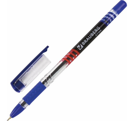 Изображение товара Ручка 12 шт в упаковке BRAUBERG шариковая масляная с грипом Spark СИНЯЯ печать узел 07мм линия 035мм  142697