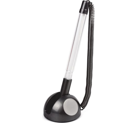 Изображение товара Ручка 100 шт в упаковке BRAUBERG шариковая настольная Стенд-Пен СИНЯЯ пружинка корпус черный 05мм  141351