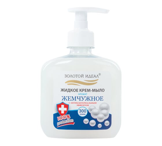 Изображение товара Мыло-крем жидкое Золотой идеал 300г "Жемчужное" с антибактериальным эффектом дозатор  606780