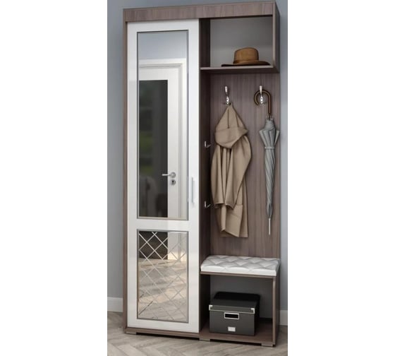 Изображение товара Готовая прихожая Woodville Даин шимо темный/белый 593710