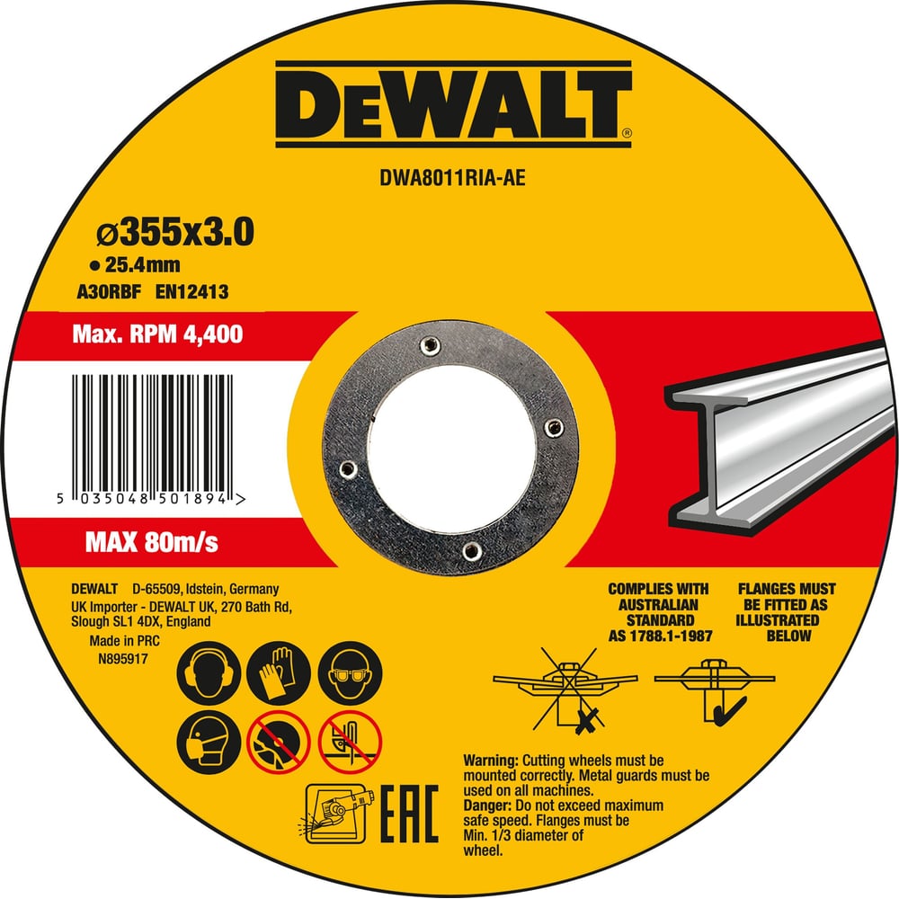 Изображение товара Отрезной диск DEWALT DWA8011RIA 355 мм для металла, карбид кремния