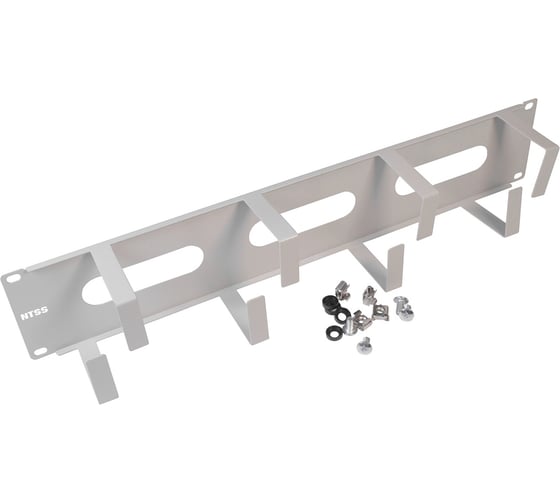 Изображение товара Горизонтальный кабельный органайзер NTSS 19, 2U, 4 кольца глубиной 70 мм, металл, RAL 7035 NTSS-HORG-2U-4(70)