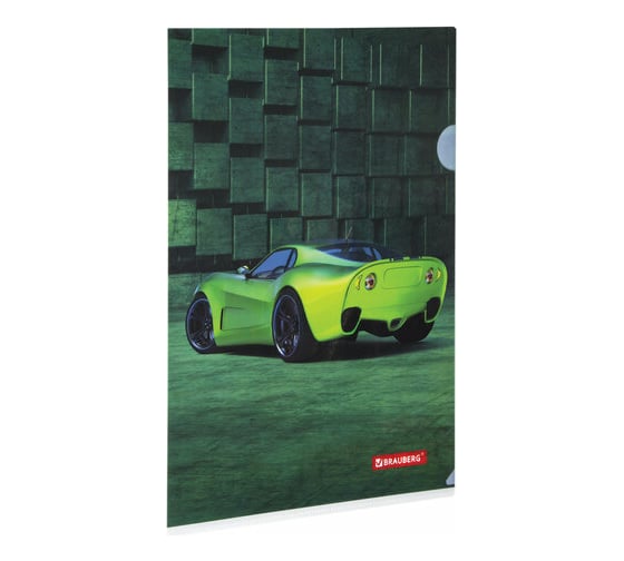 Изображение товара Папка-уголок 12 шт в упаковке BRAUBERG SPORT CAR А4 150 мкм цветная печать  228044