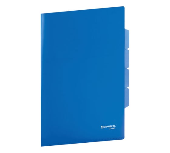 Изображение товара Папка-уголок 10 шт в упаковке BRAUBERG 3 отделения жесткая синяя 015мм  224885