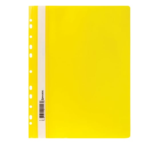 Изображение товара Скоросшиватель 10 шт в упаковке BRAUBERG пластиковый с перфорацией  А4 140/180 мкм желтый  226587