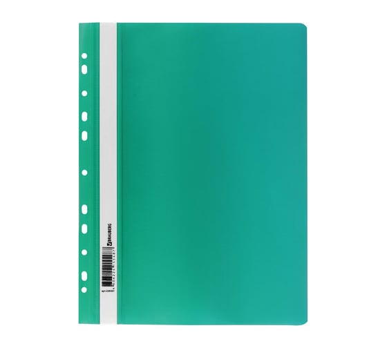 Изображение товара Скоросшиватель 10 шт в упаковке BRAUBERG пластиковый с перфорацией  А4 140/180 мкм зеленый  226581