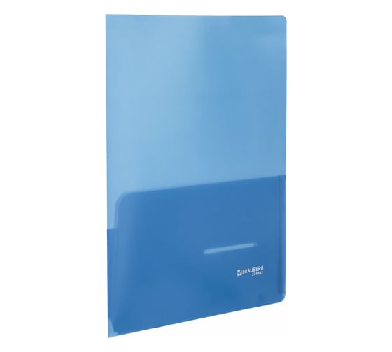 Изображение товара Папка-уголок BRAUBERG 2 кармана  синяя 0,18мм 224883