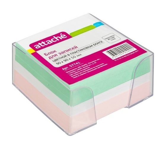 Изображение товара Блок-кубик 36 шт в упаковке Attache в стакане 9х9х5 цветной блок 80 г 57741