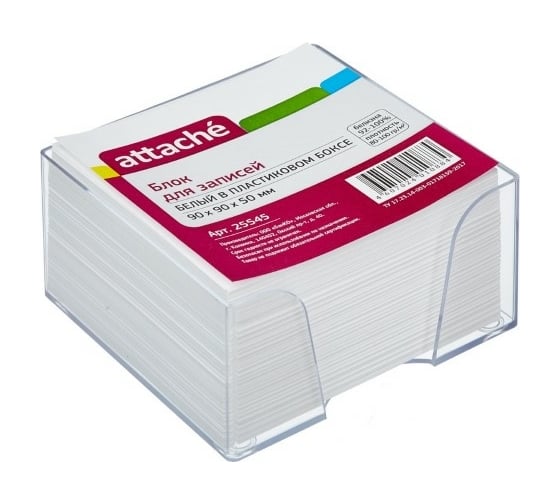 Изображение товара Блок-кубик 36 шт в упаковке Attache в стакане 9х9х5 белый блок 80 г 92% 25545