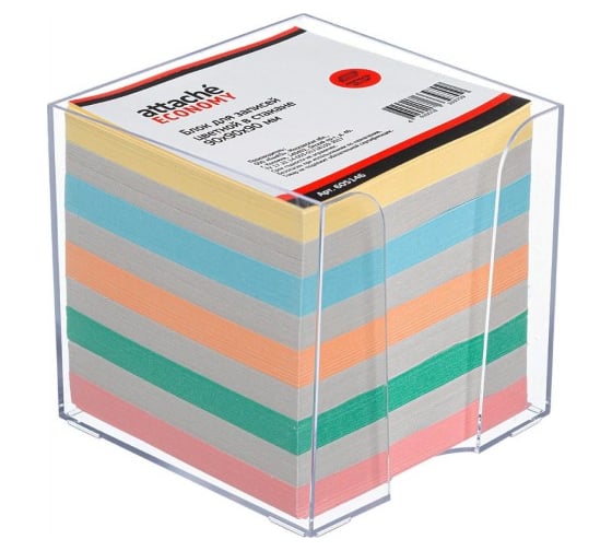 Изображение товара Цветной блок-кубик 18 шт в упаковке Attache ЭКОНОМ в стакане 9х9х9 60-80 г 605146