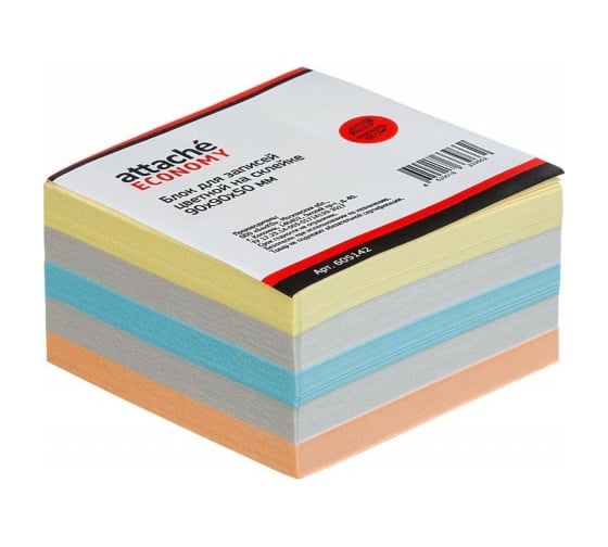 Изображение товара Цветной блок-кубик 36 шт в упаковке Attache ЭКОНОМ на склейке 9х9х5 60-80 г 605142